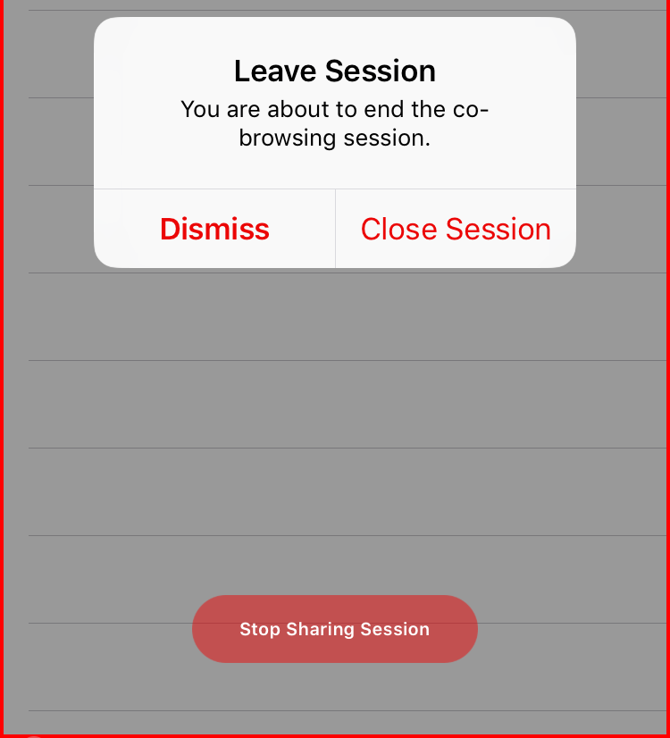 End sharing prompt message for user